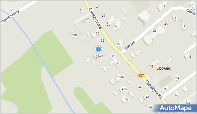 Jastrzębie-Zdrój, Cieszyńska, 34A, mapa Jastrzębie-Zdrój