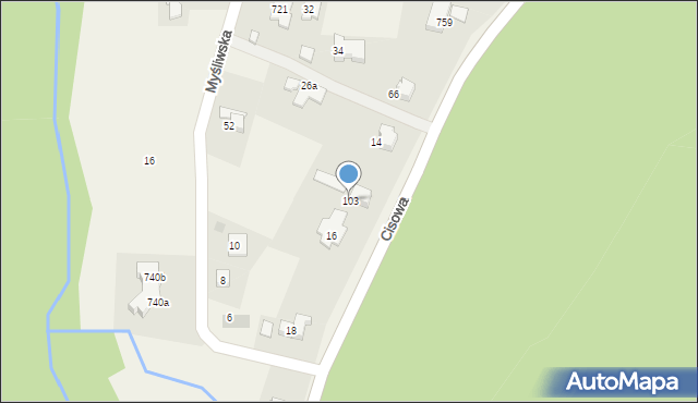 Jaworze, Cisowa, 103, mapa Jaworze