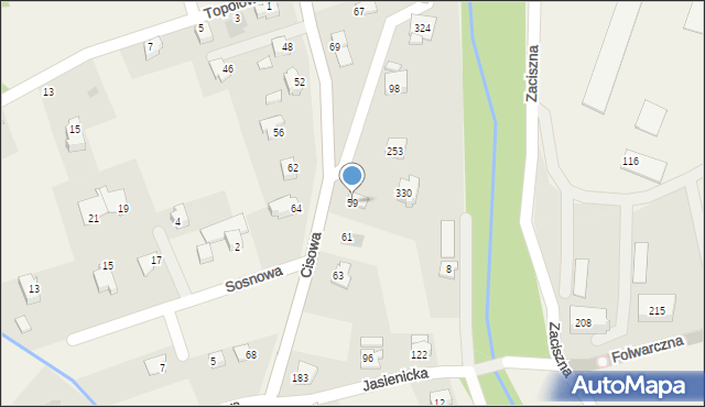 Jaworze, Cisowa, 59, mapa Jaworze