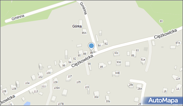 Jaworzno, Ciężkowicka, 86, mapa Jaworzno