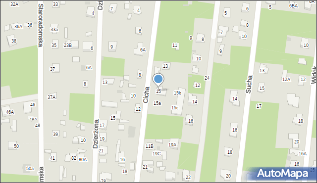 Jedlnia-Letnisko, Cicha, 15, mapa Jedlnia-Letnisko