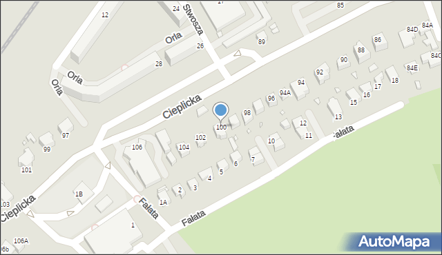 Jelenia Góra, Cieplicka, 100, mapa Jelenia Góra