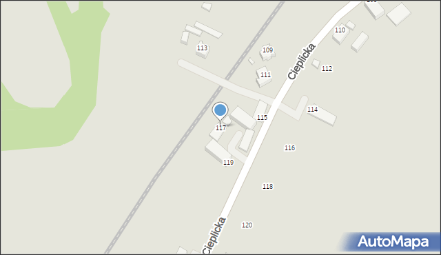 Jelenia Góra, Cieplicka, 117, mapa Jelenia Góra