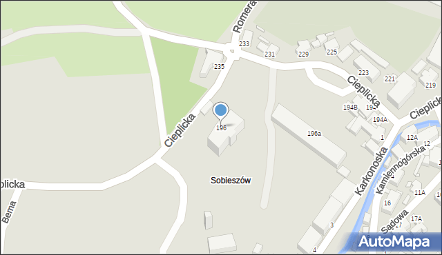 Jelenia Góra, Cieplicka, 196, mapa Jelenia Góra