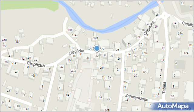 Jelenia Góra, Cieplicka, 32, mapa Jelenia Góra