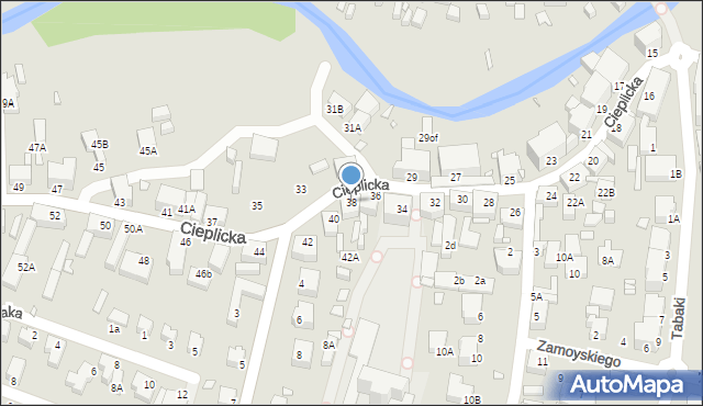 Jelenia Góra, Cieplicka, 38, mapa Jelenia Góra