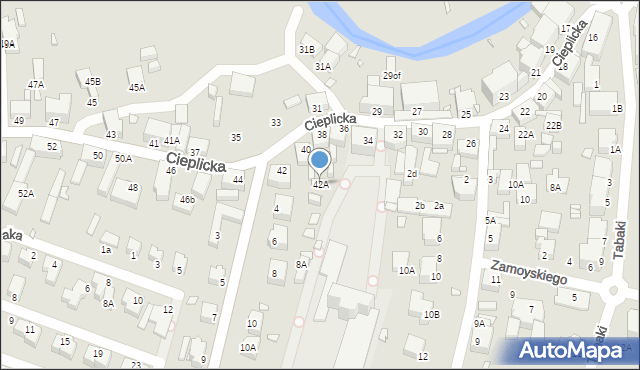 Jelenia Góra, Cieplicka, 42A, mapa Jelenia Góra