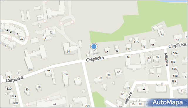 Jelenia Góra, Cieplicka, 67, mapa Jelenia Góra