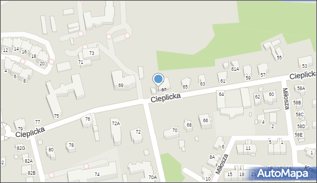 Jelenia Góra, Cieplicka, 67a, mapa Jelenia Góra
