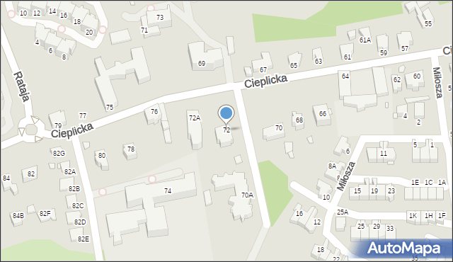 Jelenia Góra, Cieplicka, 72, mapa Jelenia Góra