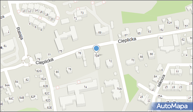 Jelenia Góra, Cieplicka, 72A, mapa Jelenia Góra