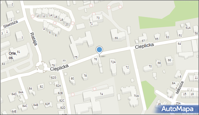 Jelenia Góra, Cieplicka, 76A, mapa Jelenia Góra