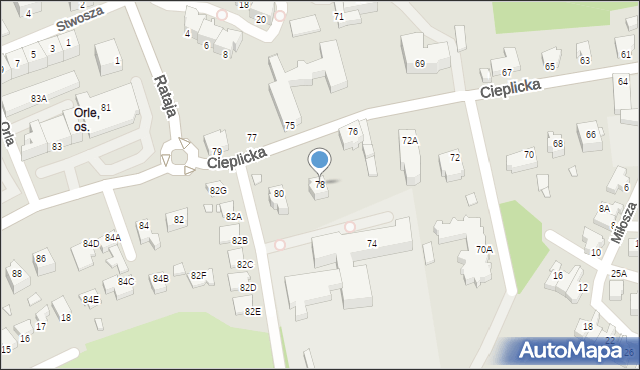 Jelenia Góra, Cieplicka, 78, mapa Jelenia Góra
