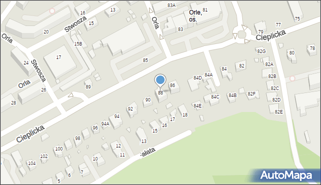 Jelenia Góra, Cieplicka, 88, mapa Jelenia Góra