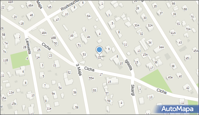 Józefów, Cicha, 12, mapa Józefów