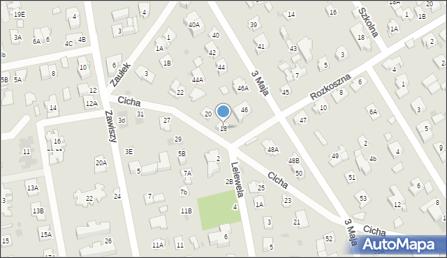 Józefów, Cicha, 18, mapa Józefów