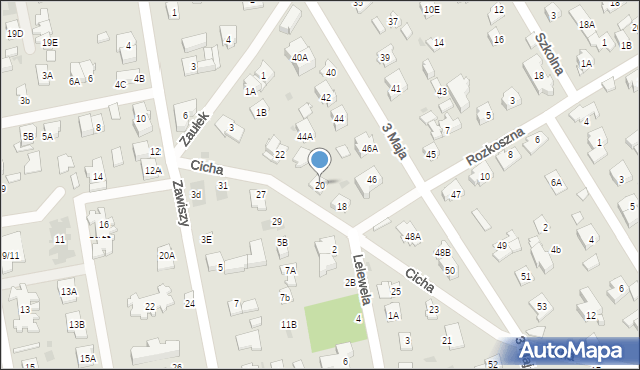 Józefów, Cicha, 20, mapa Józefów