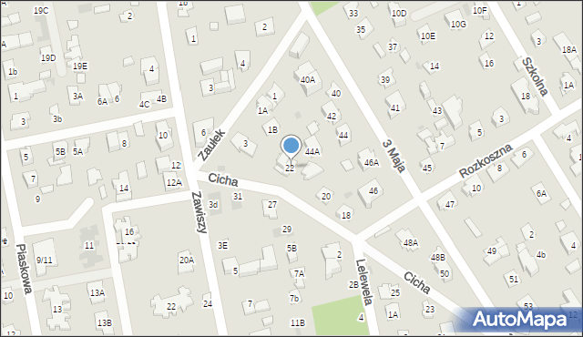 Józefów, Cicha, 22a, mapa Józefów