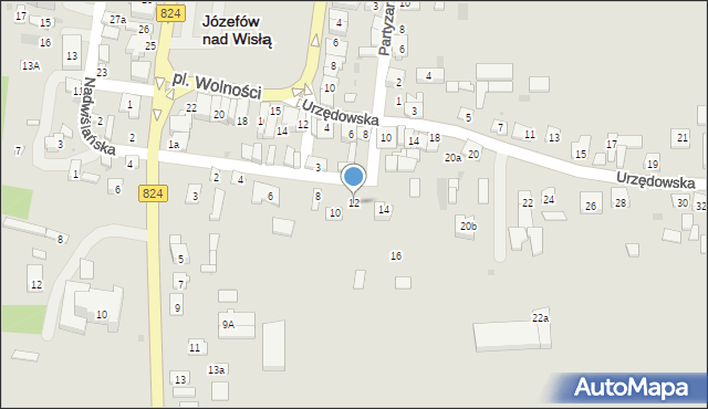 Józefów nad Wisłą, Cicha, 12, mapa Józefów nad Wisłą