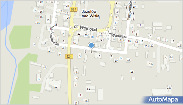 Józefów nad Wisłą, Cicha, 4, mapa Józefów nad Wisłą