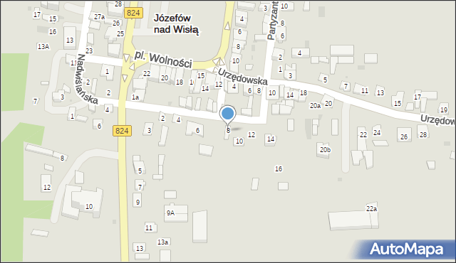 Józefów nad Wisłą, Cicha, 8, mapa Józefów nad Wisłą