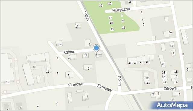 Juszkowo, Cicha, 1, mapa Juszkowo