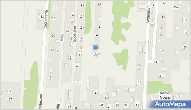 Kania Nowa, Cicha, 21, mapa Kania Nowa