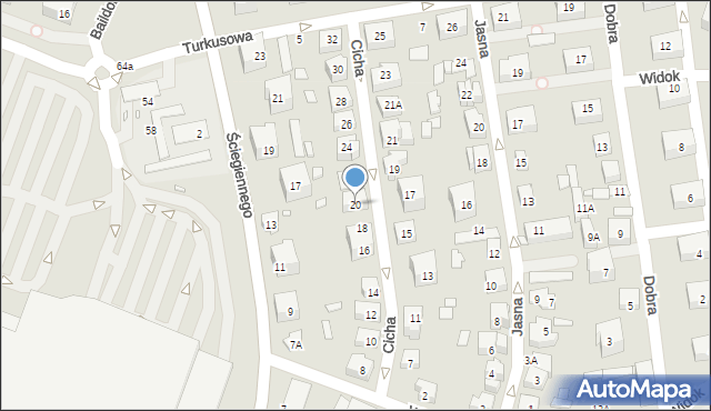 Katowice, Cicha, 20, mapa Katowic