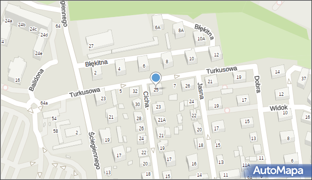 Katowice, Cicha, 25, mapa Katowic