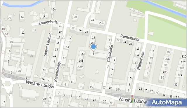 Katowice, Ciesielska, 1, mapa Katowic