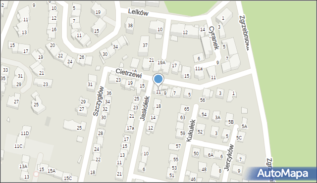 Katowice, Cietrzewi, 11, mapa Katowic