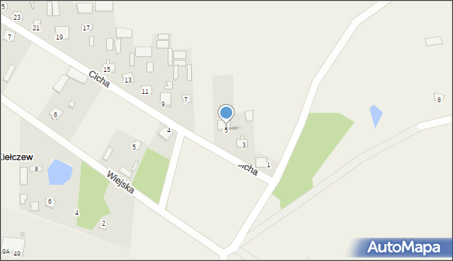 Kiełczew, Cicha, 5, mapa Kiełczew