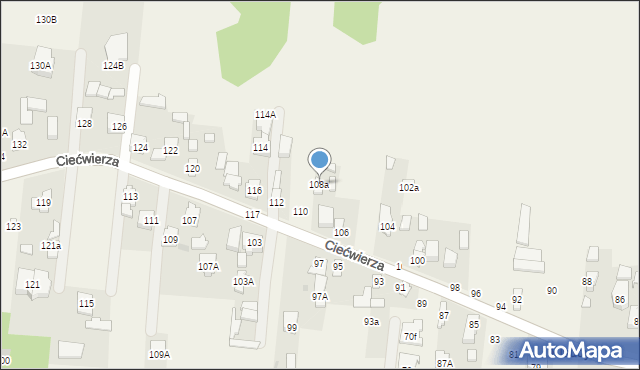 Klaudyn, Ciećwierza Józefa, plut., 108a, mapa Klaudyn