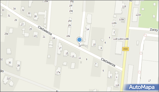 Klaudyn, Ciećwierza Józefa, plut., 12, mapa Klaudyn