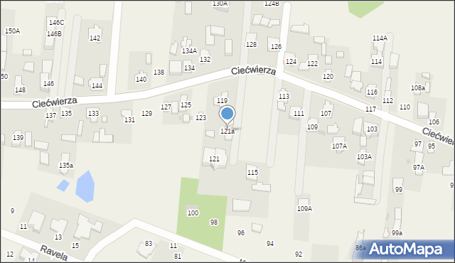 Klaudyn, Ciećwierza Józefa, plut., 121a, mapa Klaudyn
