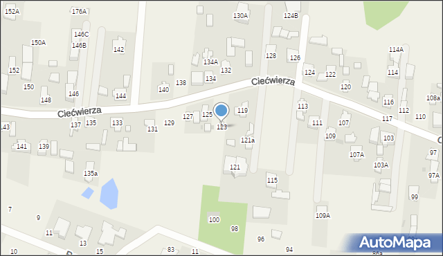 Klaudyn, Ciećwierza Józefa, plut., 123, mapa Klaudyn