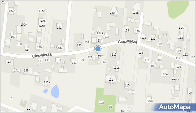 Klaudyn, Ciećwierza Józefa, plut., 125, mapa Klaudyn