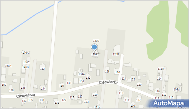 Klaudyn, Ciećwierza Józefa, plut., 130A, mapa Klaudyn