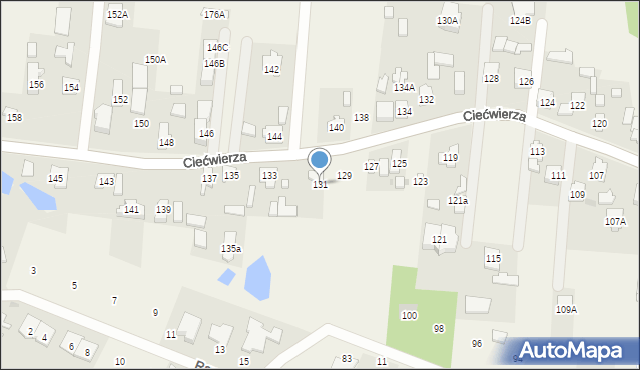 Klaudyn, Ciećwierza Józefa, plut., 131, mapa Klaudyn