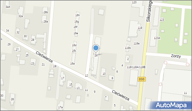 Klaudyn, Ciećwierza Józefa, plut., 14, mapa Klaudyn