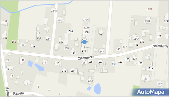 Klaudyn, Ciećwierza Józefa, plut., 146A, mapa Klaudyn