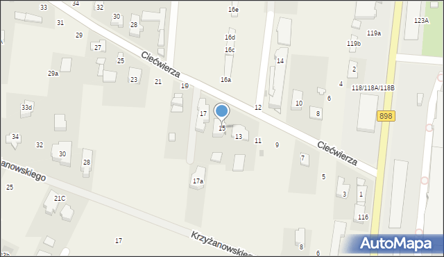 Klaudyn, Ciećwierza Józefa, plut., 15, mapa Klaudyn