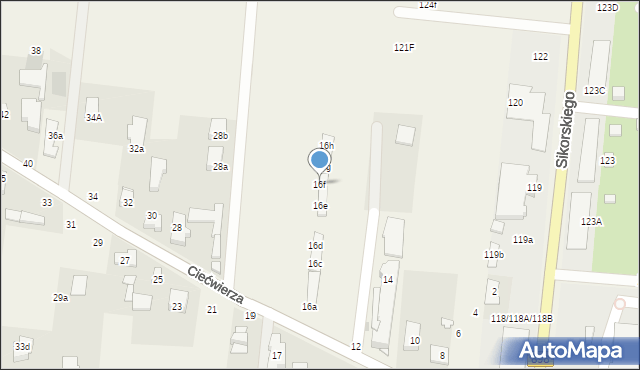 Klaudyn, Ciećwierza Józefa, plut., 16f, mapa Klaudyn