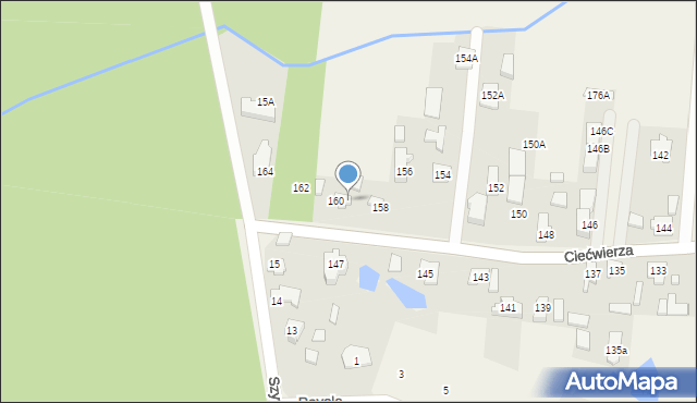 Klaudyn, Ciećwierza Józefa, plut., 180, mapa Klaudyn