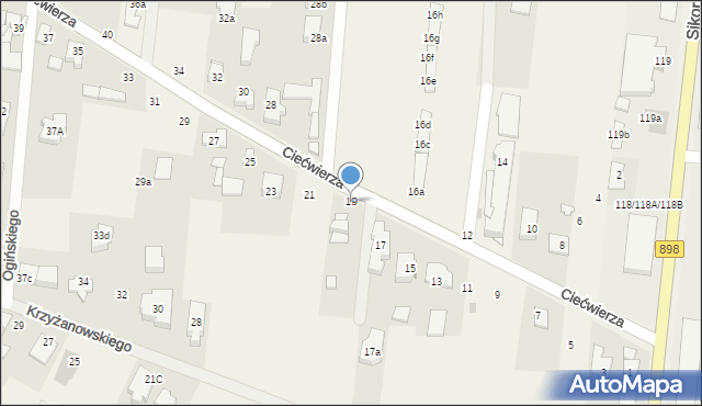 Klaudyn, Ciećwierza Józefa, plut., 19, mapa Klaudyn