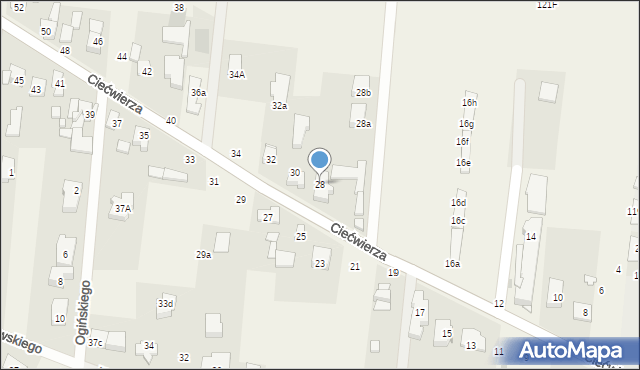 Klaudyn, Ciećwierza Józefa, plut., 28, mapa Klaudyn