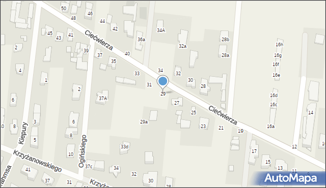 Klaudyn, Ciećwierza Józefa, plut., 29, mapa Klaudyn