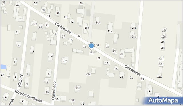 Klaudyn, Ciećwierza Józefa, plut., 31, mapa Klaudyn