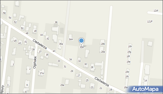 Klaudyn, Ciećwierza Józefa, plut., 32a, mapa Klaudyn