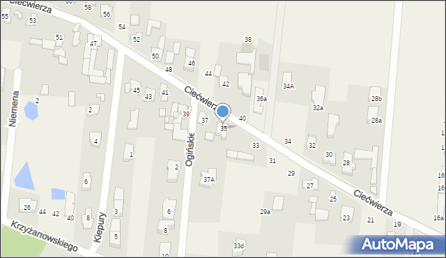 Klaudyn, Ciećwierza Józefa, plut., 35, mapa Klaudyn